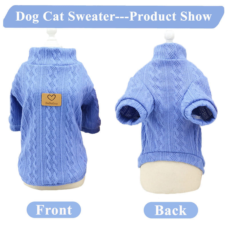 ABRRLO Dog Jumpers Pet Sweater Winter Knitted Pullover Clothes Warm Knitwear Boys Girls Puppy Cat Sweatshirt Coat Apparel (Light blue,S) Small Light blue - PawsPlanet Australia