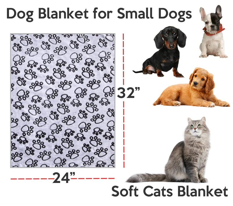 Soft Dog Bed Blanket, Washable Puppy Blankets Cat Kitten Blanket, Medium & Small Fluffy Pet Bed Throw Blanket, Cute Paw Print Pet Blanket for Furniture, Couch Sofa, Newborn Pets Essentials & Gifts 24x32 inch (Pack of 1) - PawsPlanet Australia