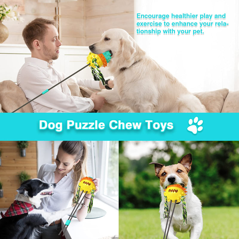 Dog Toys for Aggressive Chewers Suction Cup Tug of War Interactive Puzzle Dogs Toy Indestructible Chew Squeaky Rope Toys for Small Medium Large Dogs with Teeth Cleaning and Food Dispensing Features - PawsPlanet Australia