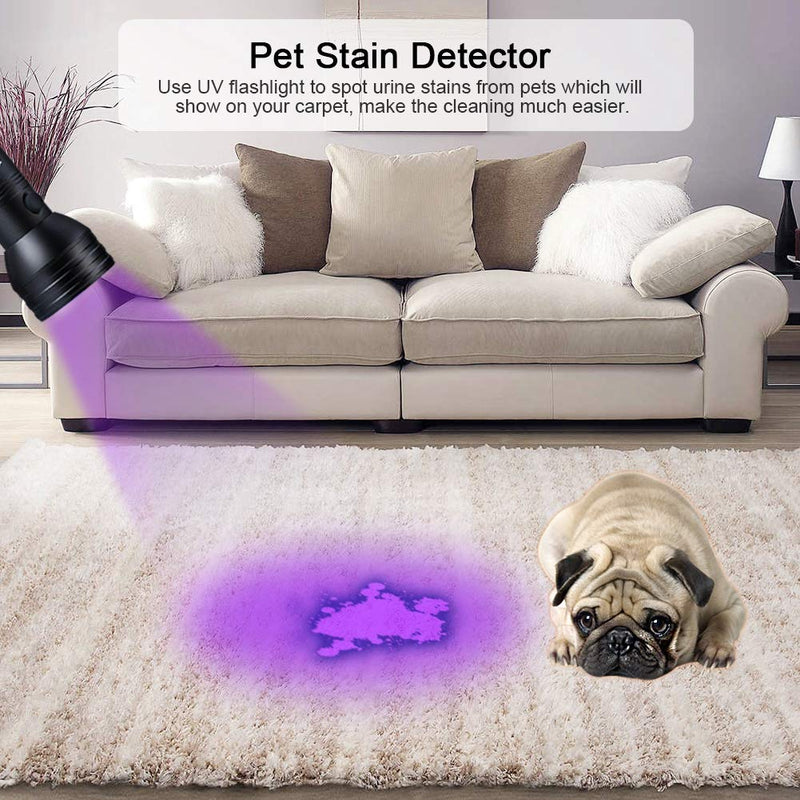 UV Black Light Flashlight Pet Urine Detector Light Handheld Portable Dog Cat Urine Detector for Find Pet Dry Stains on Clothes Carpets Rugs or Floor Bed - PawsPlanet Australia