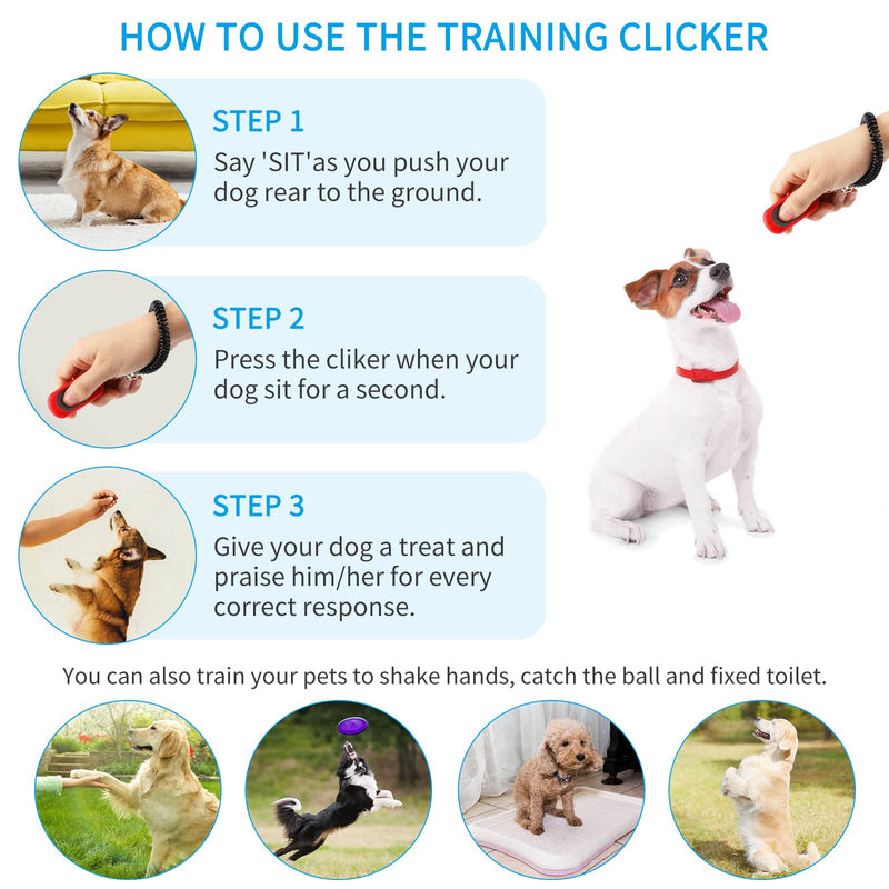 MASBRILL Clicker Training for Dogs, 4 Pack Dog Training Clicker with Wrist Strap,Dog Clicker for Training,Lightweight Easy to Use,Pet Training Clicker for Cats Puppy Bird Horse Behavioral Training - PawsPlanet Australia