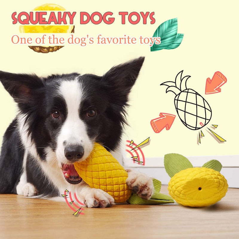 Rmolitty Dog Toys, Interactive Dog Chew Toys for Aggressive Chewers, Pineapple Super Durable Rubber Squeaky Toys for Large Medium Dogs (pineapple) - PawsPlanet Australia