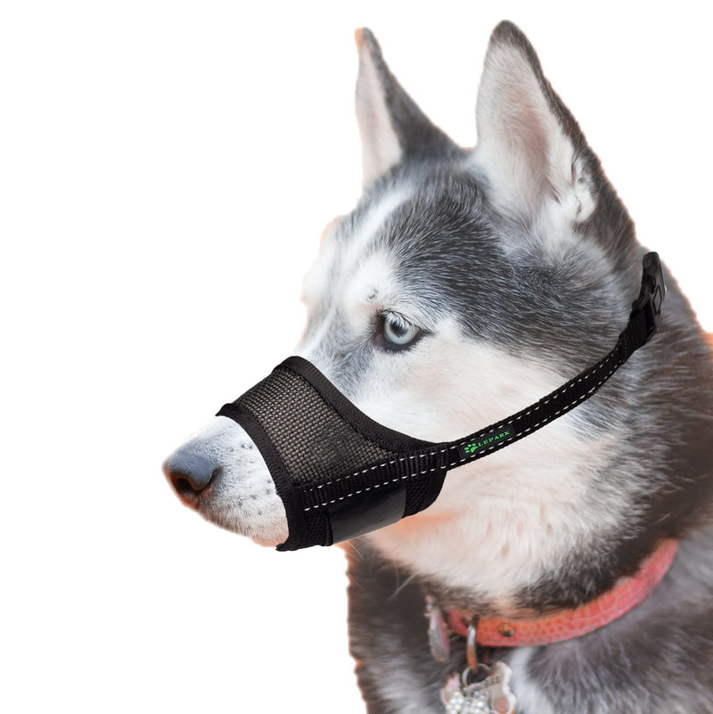 ILEPARK Mesh Dog Muzzle with Reflective Strap for Small Medium Large Dogs, Anti-Biting Barking and Chewing?XS, Black XS - PawsPlanet Australia