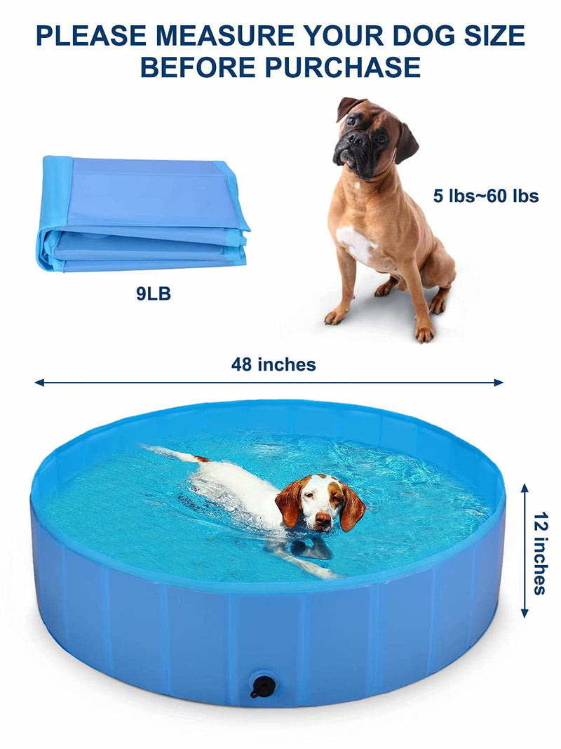 ShinePick Foldable Pet Dog Swimming Pool, Large Non-Slip Paddling Pool, Outdoor PVC Swimming Bathing Tub for Dogs Cats & Kids (120 * 30cm) - PawsPlanet Australia