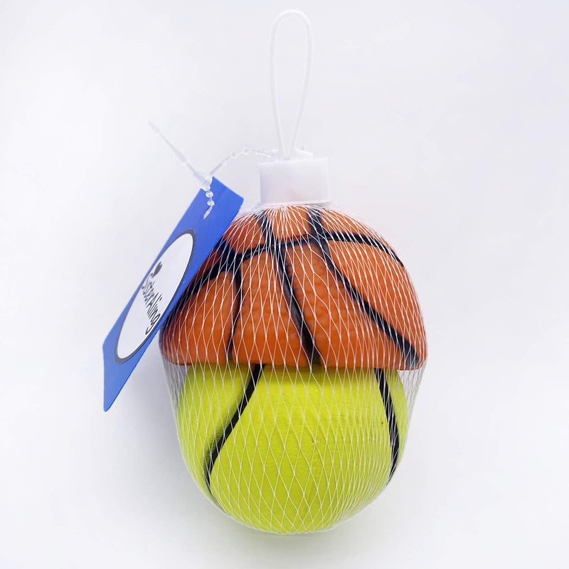 [Australia] - SisterAling Soft Tennis Solid Elastic Latex Rubber Dog Toy Balls and Funny Basketball Plastic Water Squirt Toys for Small Medium Dogs Interactive Chew Sound Fetch Play 