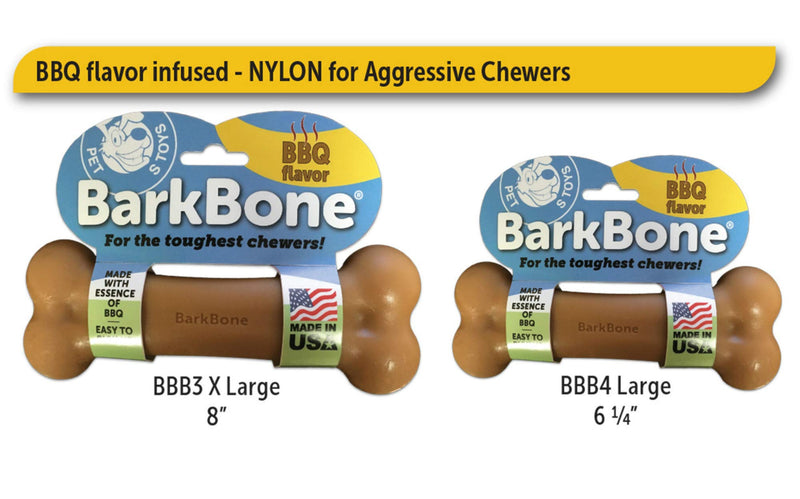 Pet Qwerks Flavor Infused BarkBone - Durable Chew Toy for Aggressive Chewers, Tough Extreme Power Chewer Bones | Made in USA BBQ Small - PawsPlanet Australia