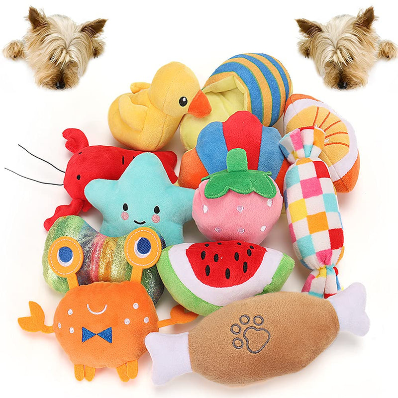 AWOOF Squeaky Dog Toys, 12-pack Soft Interactive Puppy Stuffed Chew Toys, Durable Puppy Chew Toys-Puppy Plush Sound Chew Toys for Teething & Relieve boredom, Cute Dog Toys for Small Medium Dogs - PawsPlanet Australia