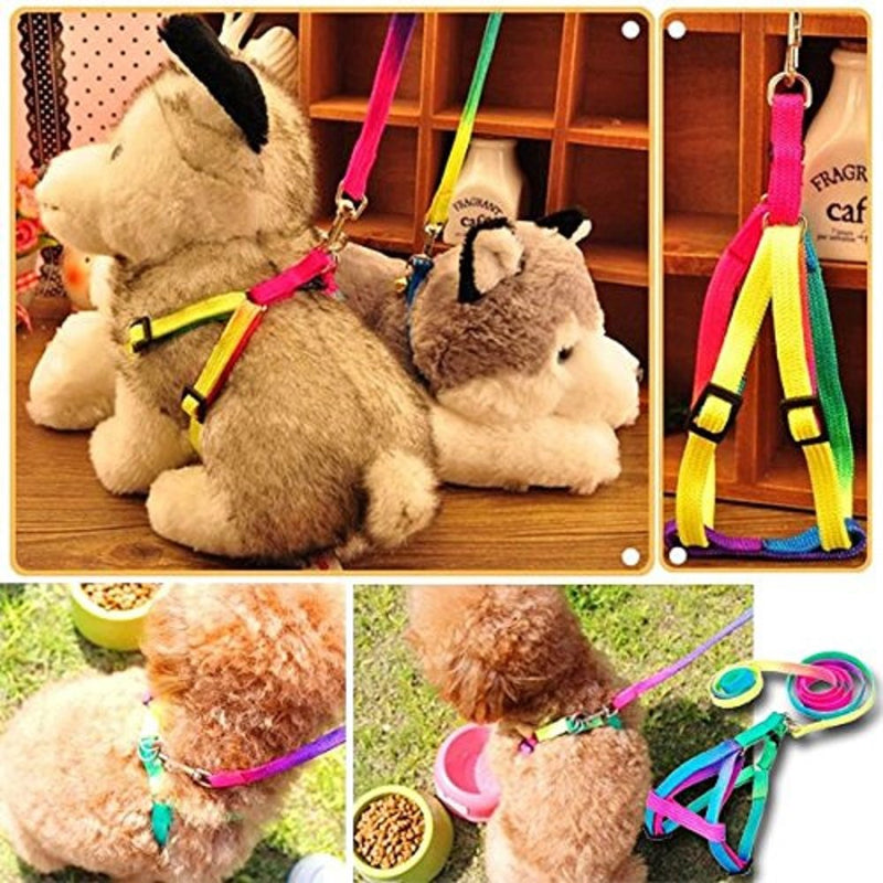 yueton Dog Pet Puppy Cat Kitty Adjustable Nylon Leash Rainbow Dog Chest Straps Chain Seven Color Traction Thoracic Dorsal Suits Dog Rope Dog's Leash Chain - PawsPlanet Australia