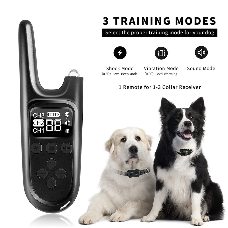 Segorts Dog Training Collar with Remote - Rechargeable Waterproof Dog Shock Collar with 2 Receivers- Beep, Vibration and Shock Modes Electric Dog Barking Collar - Perfect for Small Medium Large Dogs Black - PawsPlanet Australia