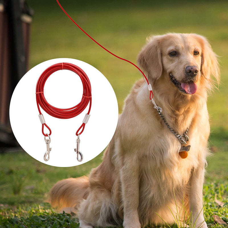 LaXon Pet Tie Out Cable for Dogs，9.8 FT Up to 100 LB Rust-Proof Dog Runner Tie Out Cable for Dogs, Use for Yard, Camping, Outdoor and Park, Red - PawsPlanet Australia