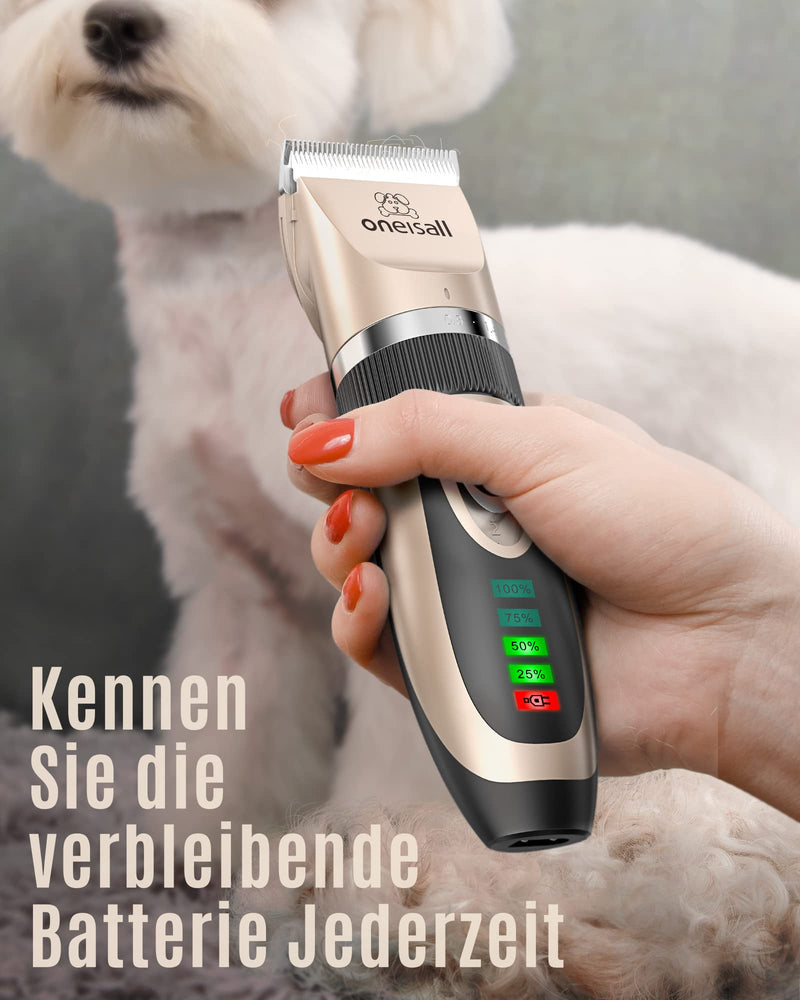 oneisall Dog Clipper 2000mah Quiet Dog Clipper Electric Dog Trimmer Cordless Hair Clipper Dog (Gold) Gold - PawsPlanet Australia