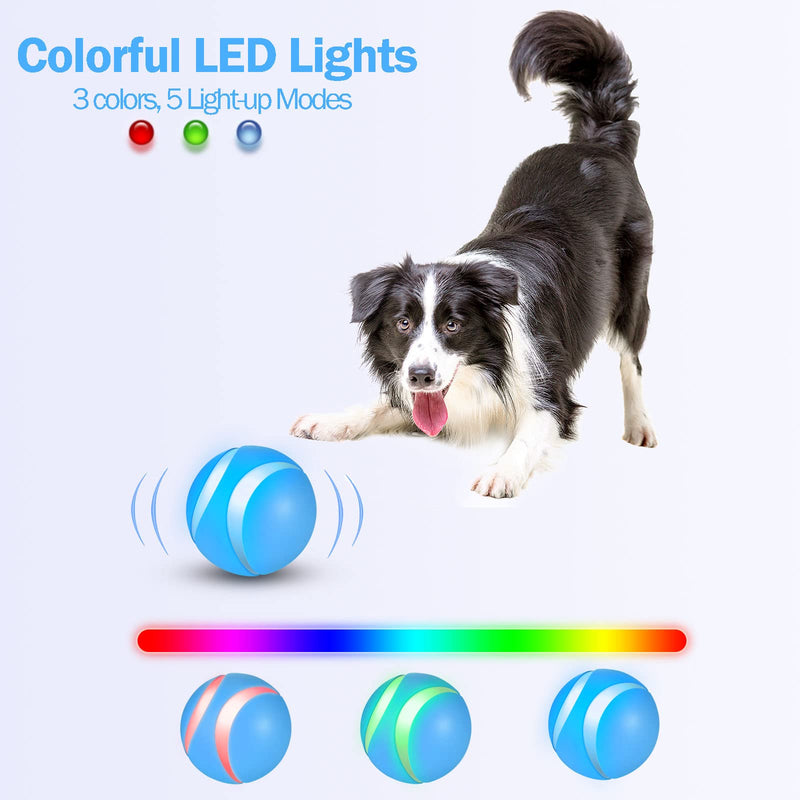 Remote Control Dog Ball Toy, Interactive Puppy Pet Ball Automatic Moving Rolling with LED Light, Rechargeable Smart Wicked Busy Ball for Dogs/Cats, Pet Companion Gift to Exercise & Entertain Blue - PawsPlanet Australia