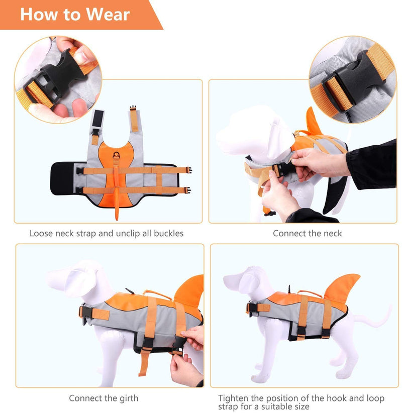 CITÉTOILE Dog Life Jackets, Ripstop Pet Floatation Life Vest for Small, Middle, Large Size Dogs, Dog Lifesaver Preserver Swimsuit for Water Safety at The Pool, Beach, Boating?Orange XS X-Small Orange - PawsPlanet Australia