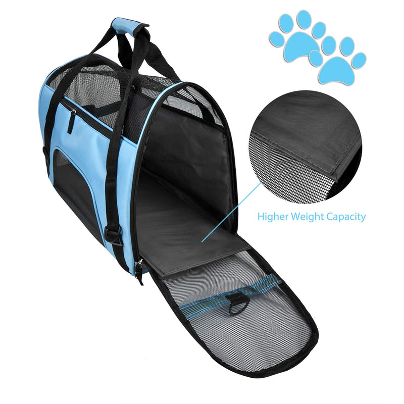 [Australia] - PPOGOO Large Pet Travel Carriers 20.9x10.2x12.6 22lb(10KG) Soft Sided Portable Bags Dogs Cats Airline Approved Dog Carrier,Upgraded Version Blue-C 