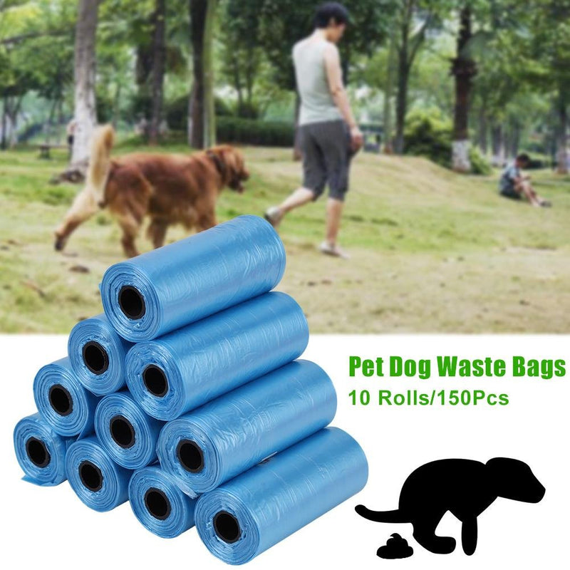 [Australia] - Sheens 10 Rolls/150Pcs Plastic Dog Waste Bags Durable Trash Cleaning Bag for Pet Dogs and Cats Blue 