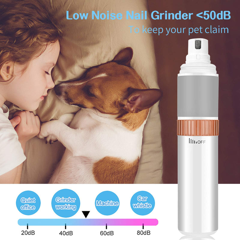 Upgrade Dog Nail Grinder and Clippers Quiet with 20h Working Time Rechargeable Pet Nail Trimmer Stepless Speed Regulation Pet Nail Grinder Electric Nail File For Small Medium Large Dogs and Cats - PawsPlanet Australia