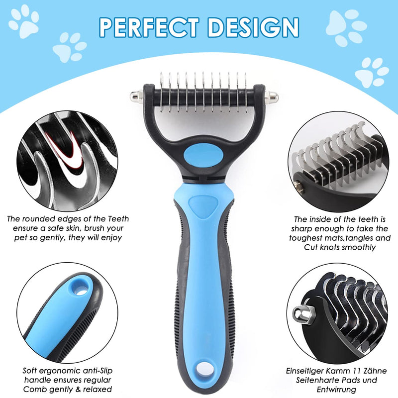 XLZJYIJ Cats and Dogs Undercoat Brush, 2-in-1 Undercoat Comb, Dog Comb, Cat Brush, Removes Undercoat Dog Comb for Pet Grooming and Hair Removal, Prevention of Knots and Tangled Hair - PawsPlanet Australia