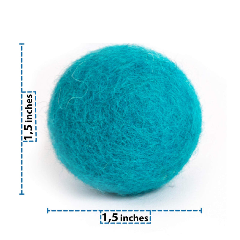 [Australia] - MEOWFIA Wool Ball Toys - 6-Pack 1,5 INCHES AQUA 