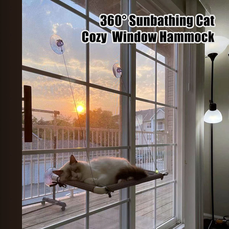HOPET Cat Hammock. Cat Window Perch 360° Sunbathing Cat Shelves Cat Bed with Extra Soft Mat Pad Window Mounted Seat for Large Indoor Cats - PawsPlanet Australia