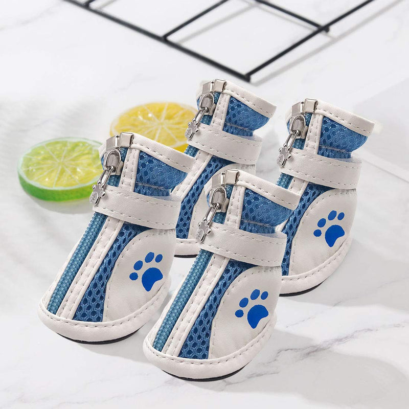 YUESEN Protective Dog Boots Tomicy Mesh Breathable Pet Shoes with Wear-resistant and Rugged Anti-Slip Sole Suitable for small Medium Large Dogs Indoor Wear Outdoor Sports Blue (4pcs) 4.8x6.5cm - PawsPlanet Australia