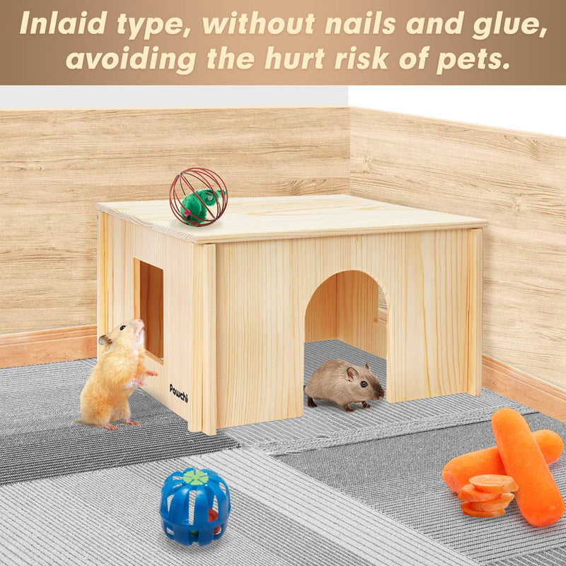 [Australia] - PAWCHIE Wooden Hut with Windows - Detachable and Large Size Wood House, Suitable for Guinea Gigs, Hamsters, Chinchillas and Other Small Animals Hideout Habitat 