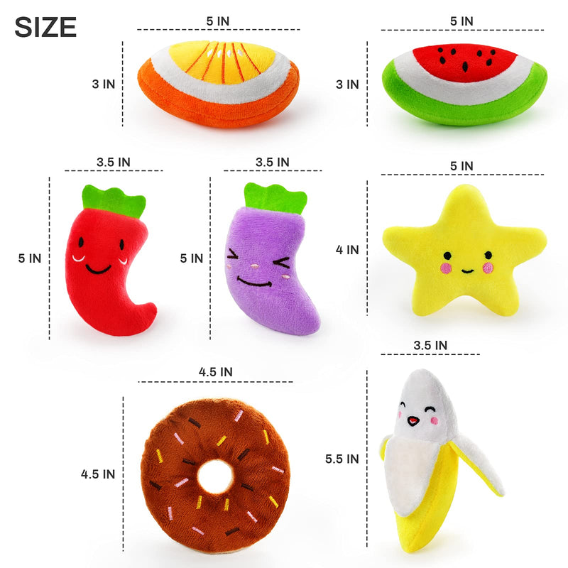 legend sandy Squeaky Dog Toys Cute Stuffed Plush Fruit Snacks Vegetable Dog Toys for Puppy Small Medium Dogs Pets Pack of 14 - PawsPlanet Australia