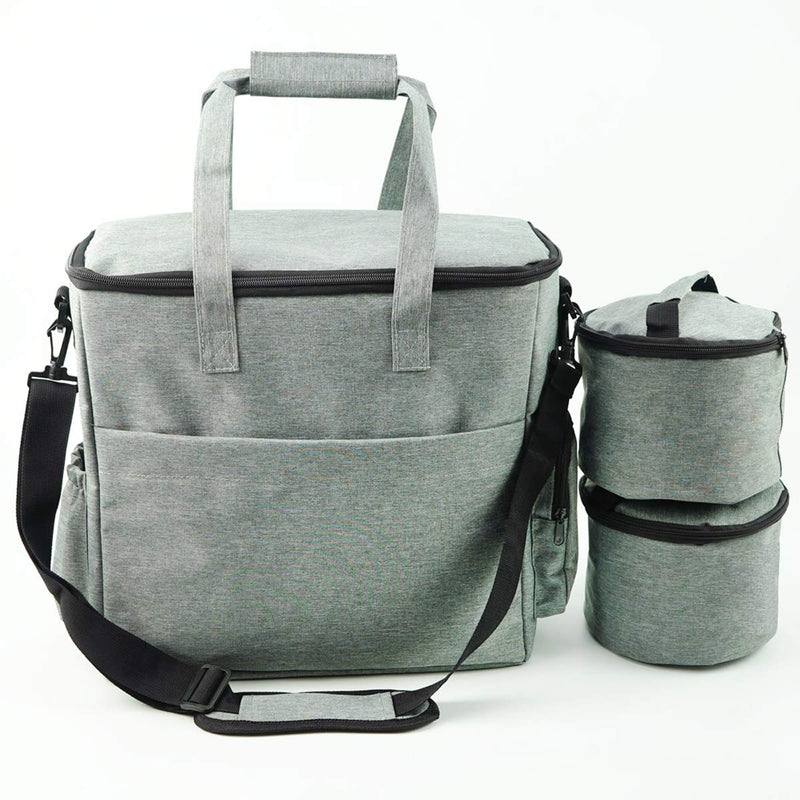 [Australia] - Gimehome Dog Travel Bag Airline Approved Travel Set for Dogs of Stores All Your Dog Accessories - Includes Travel Bag, 2X Food Storage Containers and 2X Collapsible Dog Bowls Grey 