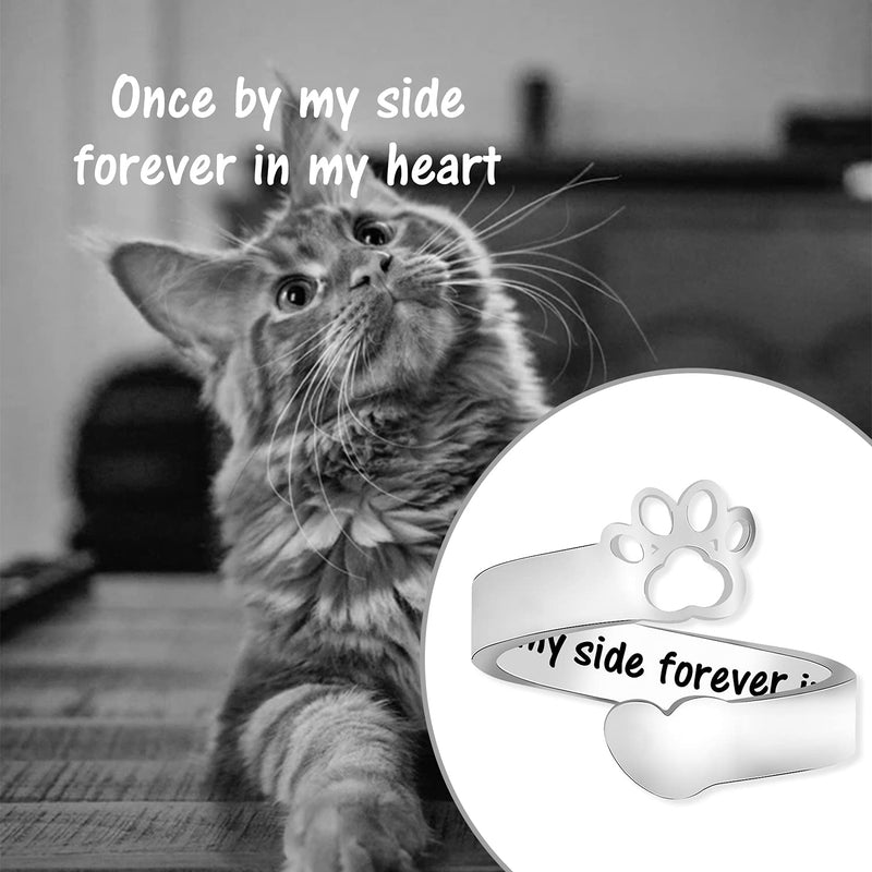 Paw Print Ring Jewelry Loss of Pet Rings Gift Once by My Side Forever in My Heart Pet Remembrance Gift - PawsPlanet Australia