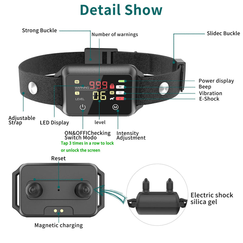 Bark Collar, Metkiio No Bark Collar for Small Medium Large Dogs,High Sensitive Anti Bark Collar with Touch Screen - PawsPlanet Australia