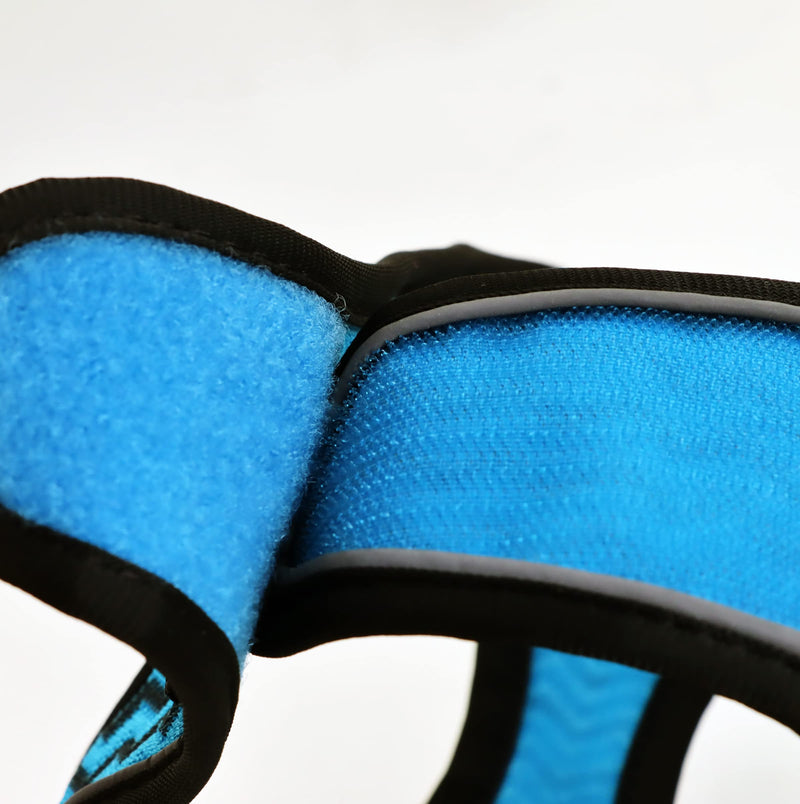 Dog harness for medium and small dogs, with 1.4m dog leash, reflective, breathable, M, black and blue stripes - PawsPlanet Australia