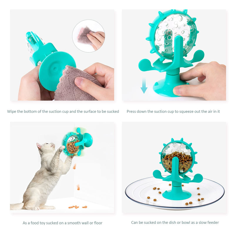 Icwin Dog Puzzle Toys,Cat Slow Feeder Windmill Treat Dispensing Dog Toys Powerful Suction Cup Dog Treat Toy Cat Puzzle Feeder Interactive Dog Toys Cat Toys Blue - PawsPlanet Australia