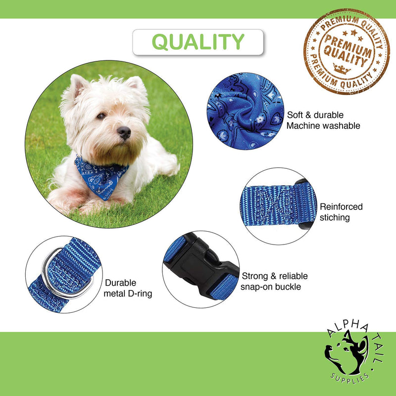 Alpha Tail Supplies Dog Bandana Collar Scarf-3 Pack Fit Small, Medium Dogs, & Larger Puppies - The Bandana Handkerchief Colors Include Red, Blue and Black-Includes 1 Poop Bag Roll and Dispenser - PawsPlanet Australia