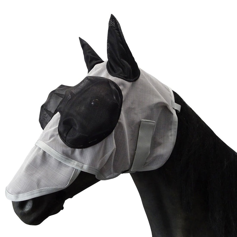 Leberna Mesh Fly Mask with Ears Nose UV Protection Full Face for Horse/Cob Grey - PawsPlanet Australia