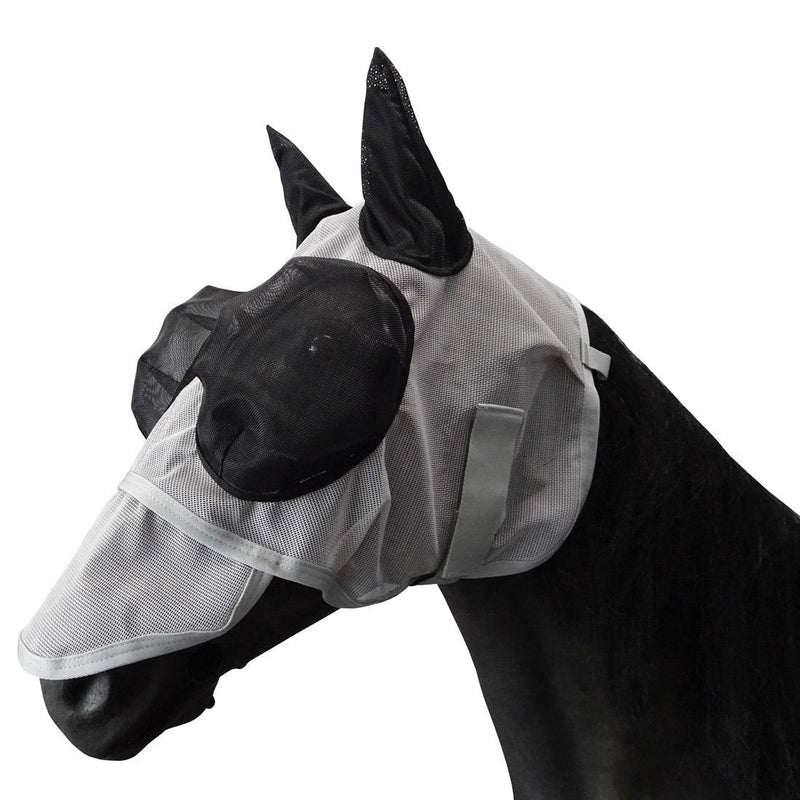 Leberna Mesh Fly Mask with Ears Nose UV Protection Full Face for Horse/Cob Cob Grey - PawsPlanet Australia