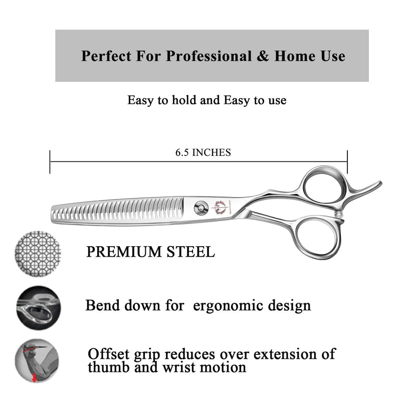 DRAGON RIOT Professional Pet Grooming Scissors 6.5/7.0/7.5/8.0 Japanese Stainless Steel Dog Shear Straight, Thinning, Chunker Shears Scissors for Dog and Cat A-6.5 inch thin shear - PawsPlanet Australia