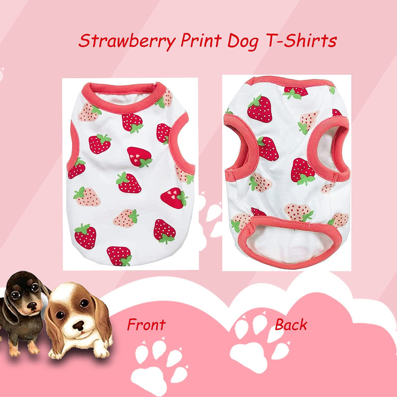 PETCARE 2 PCS Cotton Dog Shirts Pet Shirts Cartoon Print Dog T-Shirt Vest Pet Clothing Puppies Clothes for Small Dogs Doggie Spring Summer Apparel(XS(Chest: 26cm/10.24inch), 2 STYLE) X-Small Frog+Strawberry - PawsPlanet Australia