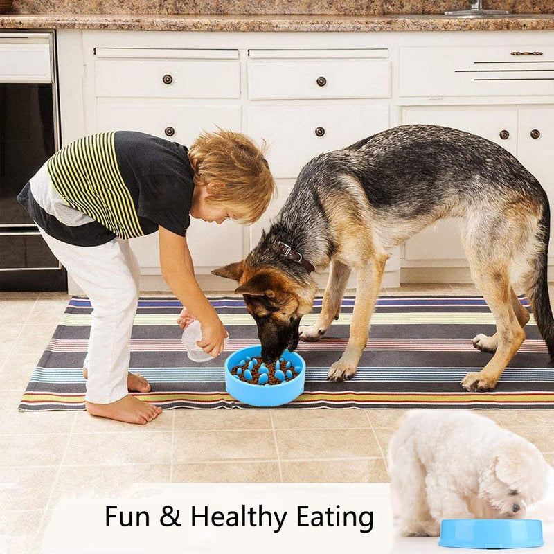 JIAYEE Slow Eating Dog Bowl,Slow Feed Dog Bowl,Healthy Slow Feeder Dog Bowls Large,Pet Healthy Eating Diet Bloat Stop Bowl,Dog Bowl Slow Feeder for Medium Small Dogs (Blue) Blue - PawsPlanet Australia