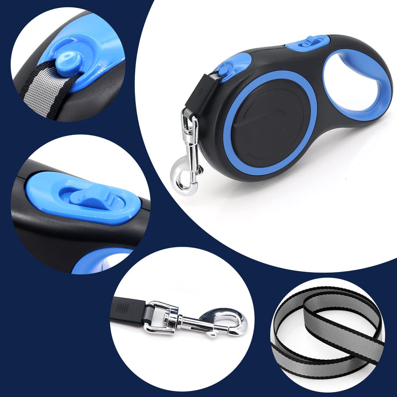MoYouno 8M Long Retractable Dog Lead, Extendable Dog Lead, 8m, High-End Pet Lead Automatic Extendable Dog Training Lead up to 50kg for Small, Medium and Large Dogs (Blue) Blue - PawsPlanet Australia