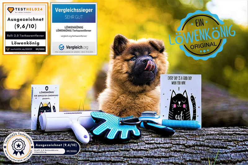 LÖWENKÖNIG® KRALLI 2.0 [Improved undercoat brush 2024] for fur from 1.5cm I Extremely effective undercoat comb easily removes undercoat and tangles + top hair protection | Ideal for thinning - PawsPlanet Australia