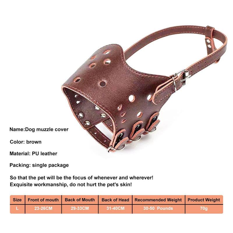 Dog Muzzle, Adjustable Loop Dog Muzzle, PU Materials, Breathable, Safer, For Medium and Large Dogs, Prevents Biting, Chewing and Barking (Coffee Color) - PawsPlanet Australia