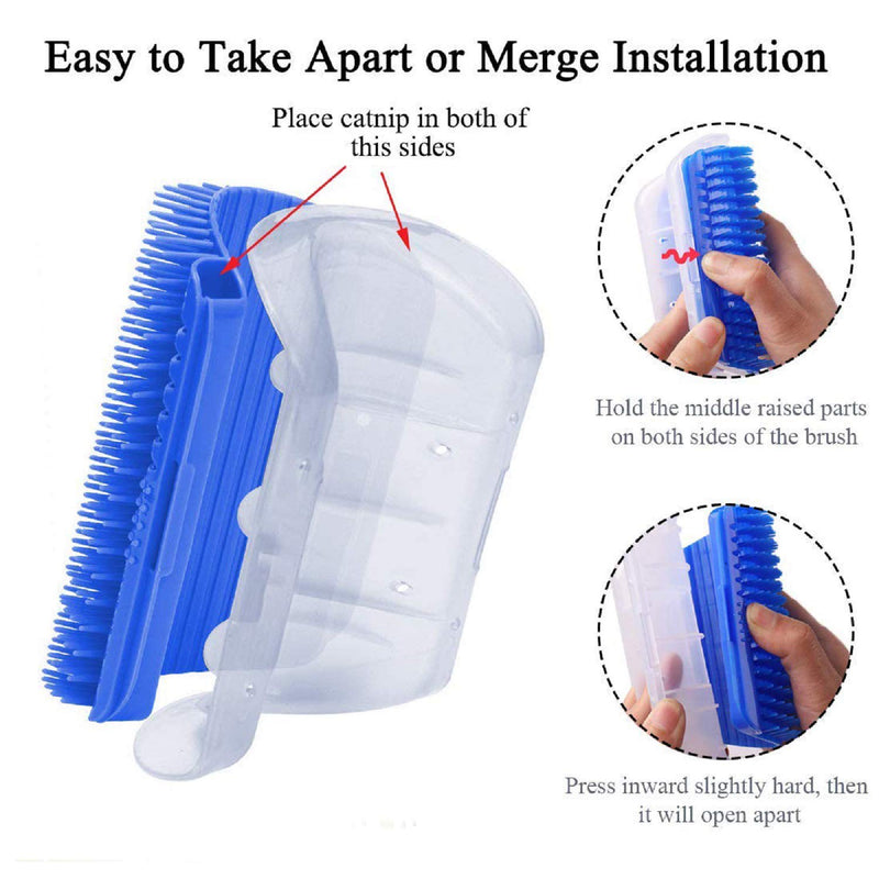 Kingtree Cat Self Groomer, 2 Pack Wall Corner Groomers Soft Grooming Brush Massage Combs for Short Long Fur Cats, Softer Massager Toy for Cat Puppy - Blue - PawsPlanet Australia