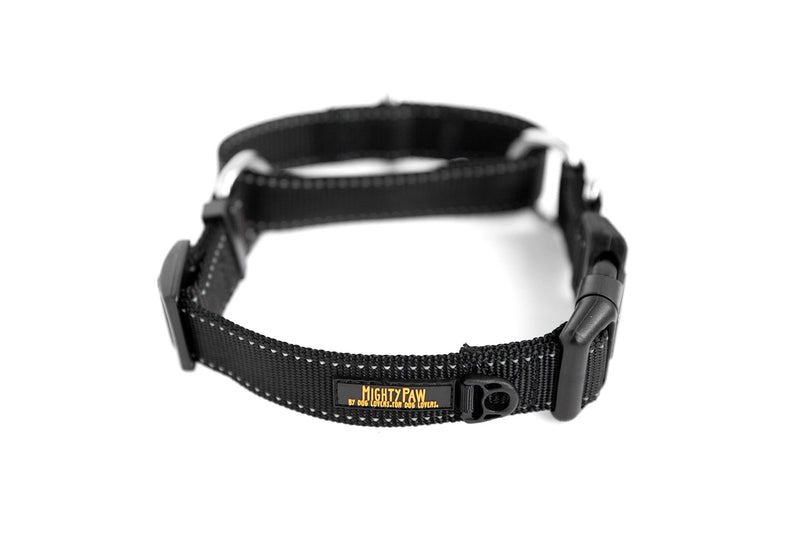 Mighty Paw Martingale Nylon Training Collar. Our Trainer Approved Limited Slip Collar. Modified Cinch Collar for Controlled Force for Optimal Training. Reflective Stitching to Keep Your Dog Safe! Small Black - PawsPlanet Australia