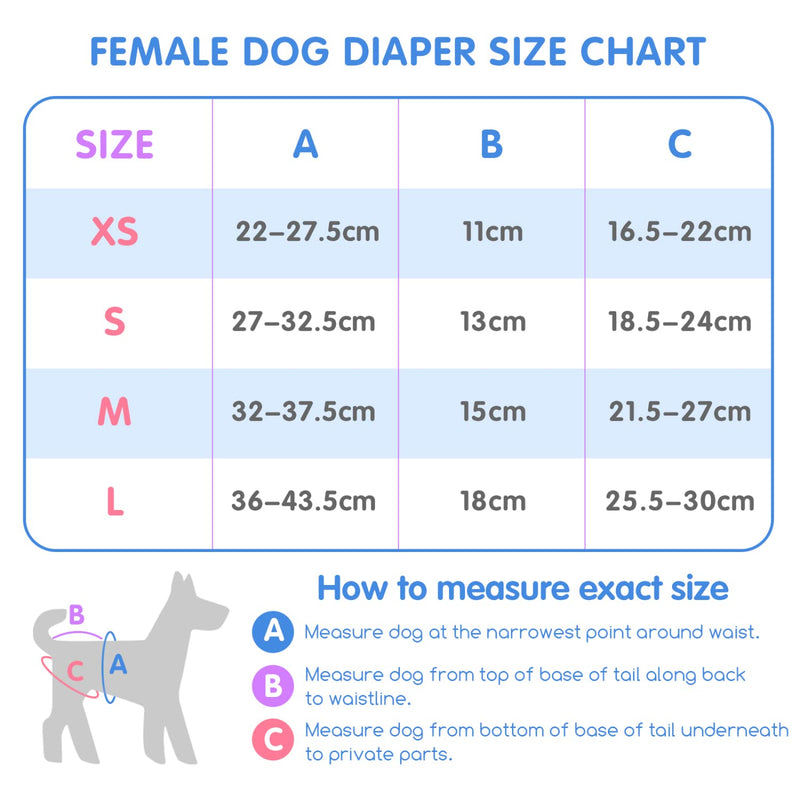 Nobleza 3x washable dog diapers for female dogs, reusable hygienic dog diapers, highly absorbent dog pants heat (S waist 27-32.5cm, pack of 3, blue, pink and purple) S - PawsPlanet Australia