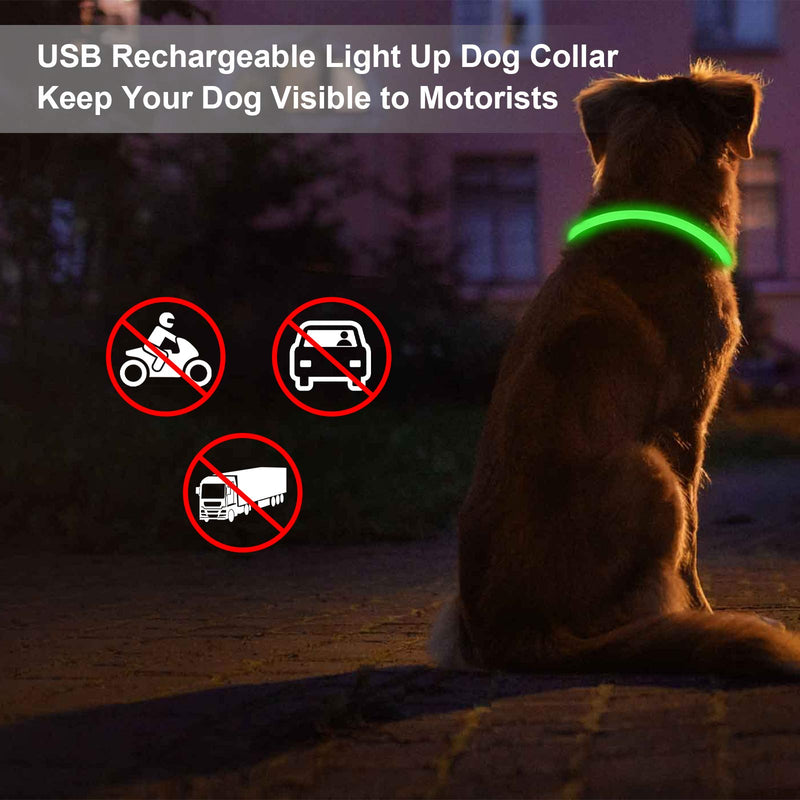 LED Dog Collar USB Rechargeable Waterproof , Bright Safety Light Up Dog Collar Light with 3 Modes, Universal Size Waterproof Flashing Light Collar Keep Your Pets Safe and Seen in the Dark - PawsPlanet Australia