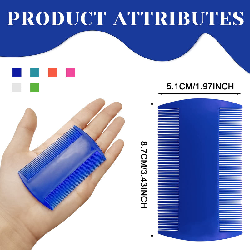 BLMHTWO Pack of 12 lice combs, flea combs for cats and dogs, 6 colors, plastic lice comb, nit comb, pet combs for grooming for removing stains, hair, tear stains - PawsPlanet Australia