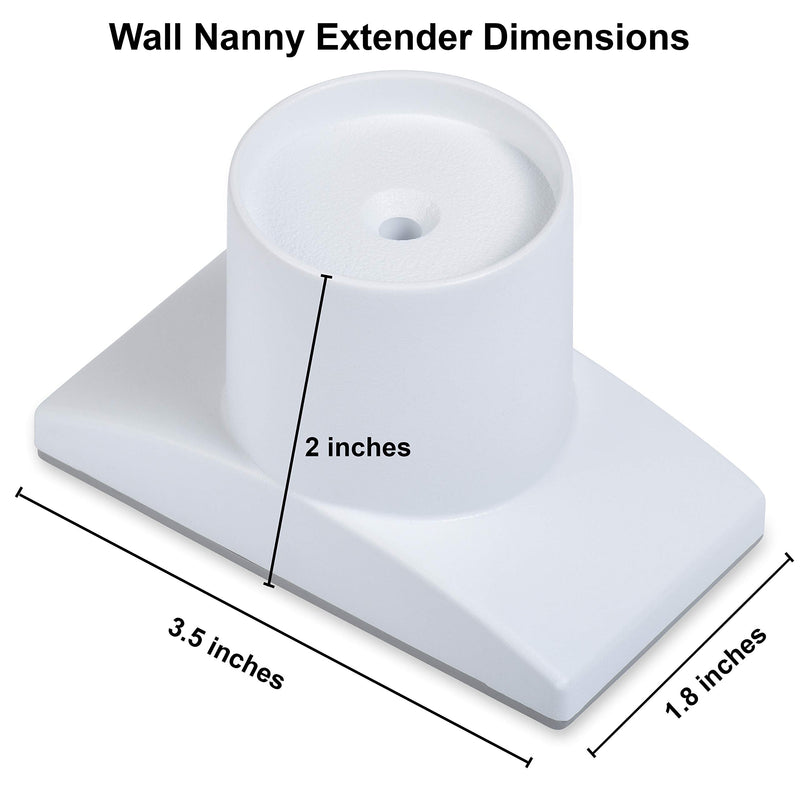 [Australia] - Wall Nanny Extender - 2.5 Inch Baby Gate Extension Extends Pressure Mounted Gates + Protects Walls + Stabilizes Gate - Child Pet & Dog Gates - Works on Stairs - Extends 2.5" Total White 