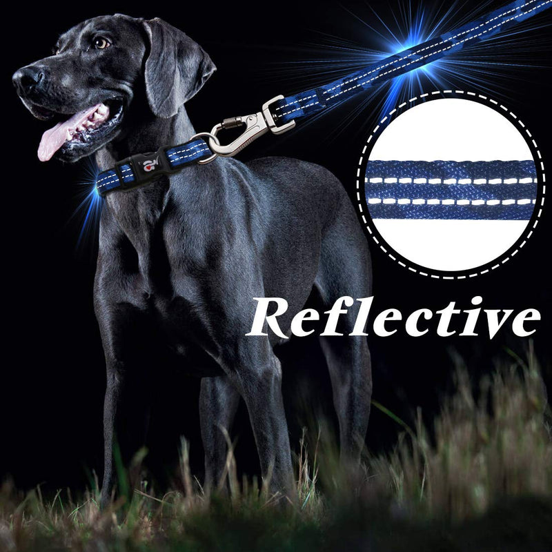 [Australia] - azuza Reflective Dog Collar and Leash Set, Blue Camo Padded Collar with Matching Clip Handle Leash for Small Medium and Large Dogs S (Neck: 11"-16") 