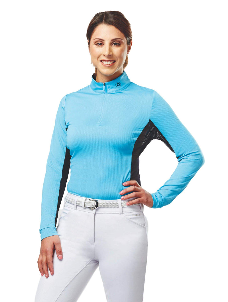 Dublin Airflow Comfort Dry (CDT) Long Sleeve Tech Top Riding Shirt (Bachelor Blue, XX-Large) - PawsPlanet Australia