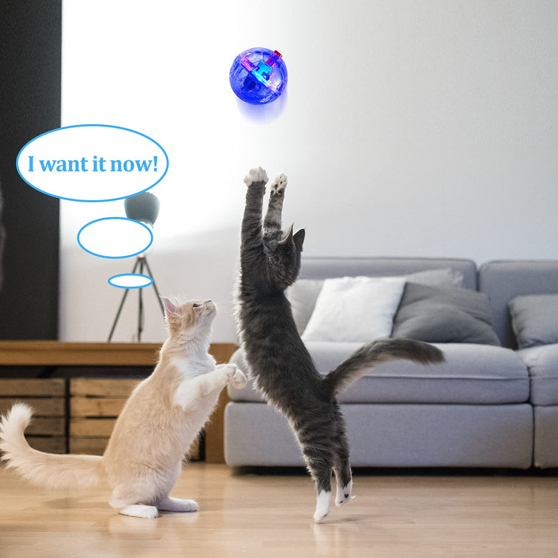 4 Pieces Ghost Hunting Cat Ball Motion Light Up Cat Balls LED Motion Activated Cat Ball Motion Light Up Cat Dog Interactive Toys Pet Glowing Mini Running Exercise Ball Toys for Animals Activity - PawsPlanet Australia