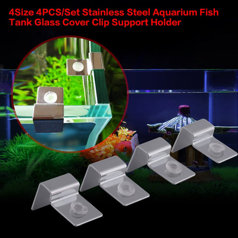 4 Size 4Pcs Stainless Steel Aquarium Fish Tank Glass Cover Support, Stainless Steel Fish Tank Cover Holder Anti-Slip Fish Tank Holders Aquarium Accessories Universal Lid Clips 6mm - PawsPlanet Australia